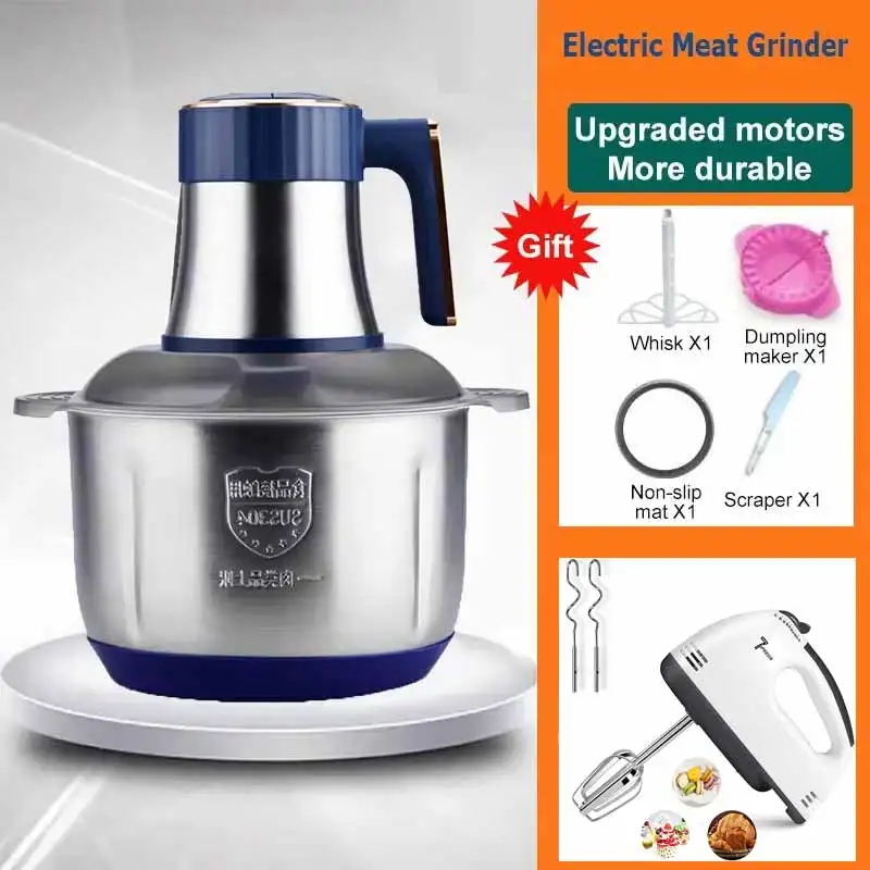 Meat Grinder Attachment - เครื่องบดเนื้อไฟฟ้า เครื่องเตรียมอาหารสแตนเลส เครื่องบดเนื้อเร็ว เครื่องสับผลไม้ ถั่ว ผัก