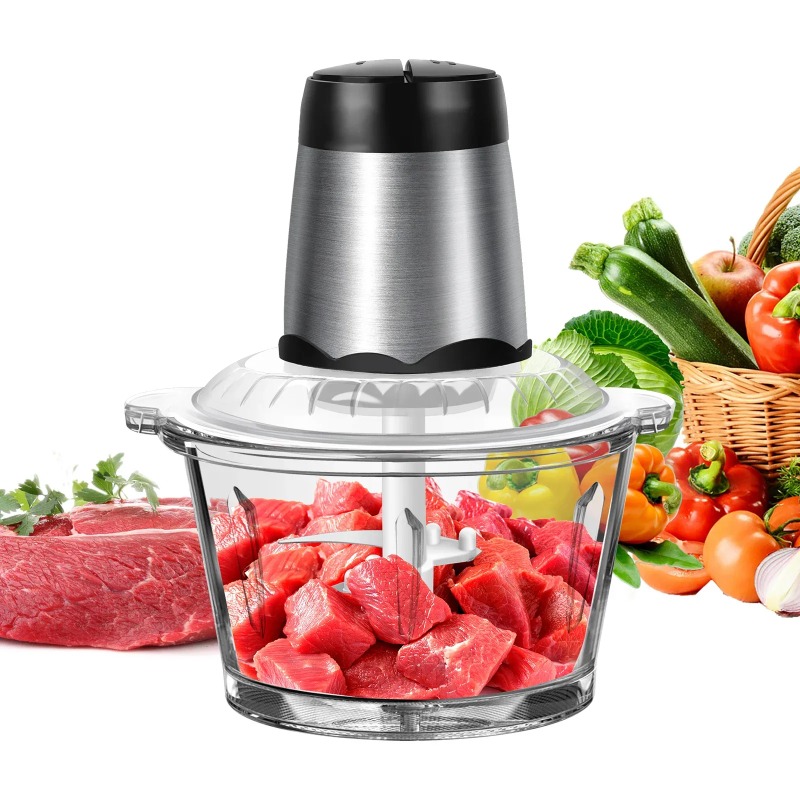Meat Grinder Attachment - เครื่องบดเนื้อไฟฟ้า 2 ลิตร เครื่องบดสับอาหาร ใบมีดสแตนเลส เครื่องเตรียมอาหารขนาดเล็ก